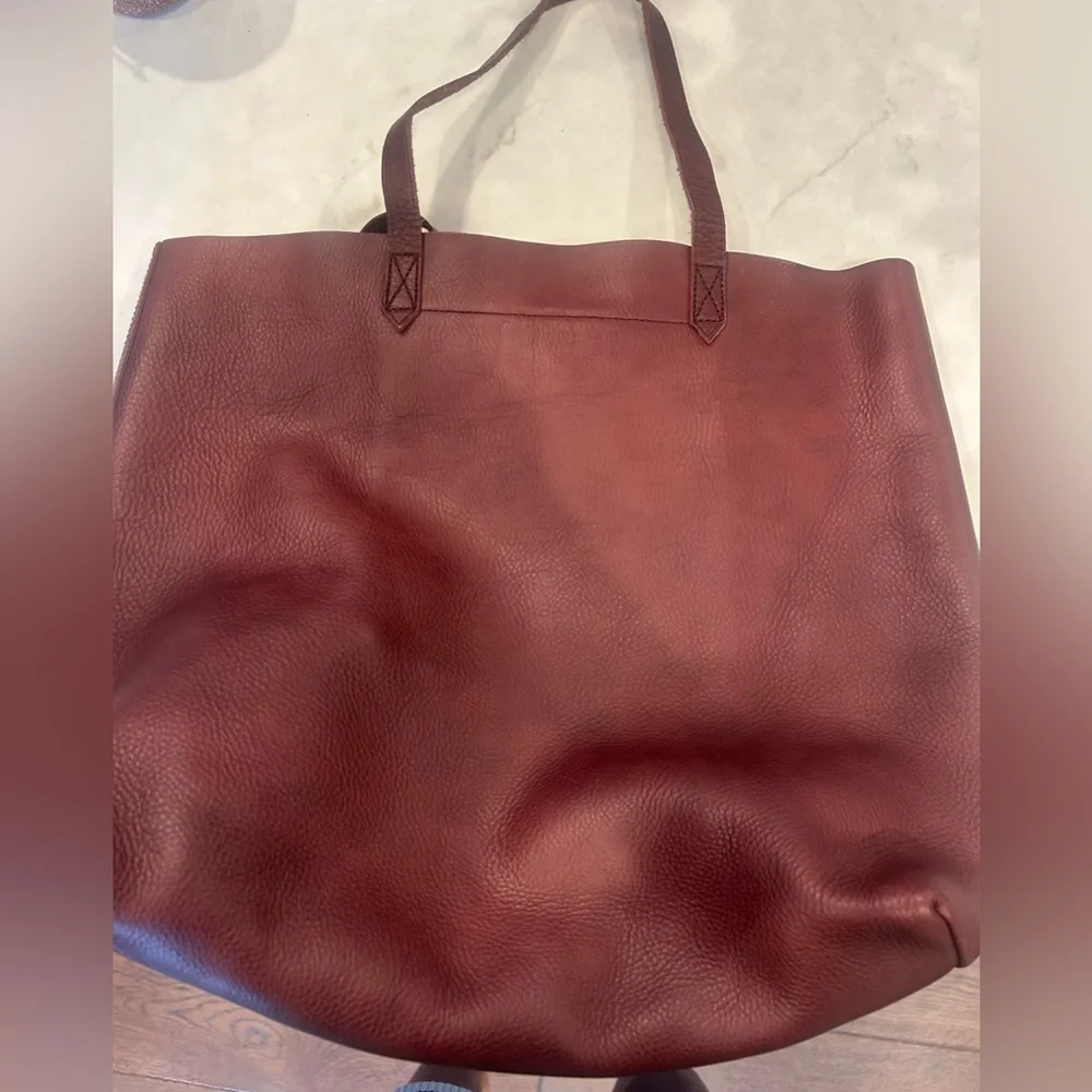 Madewell Burgundy Leather Tote Bag - Picture 7 of 11